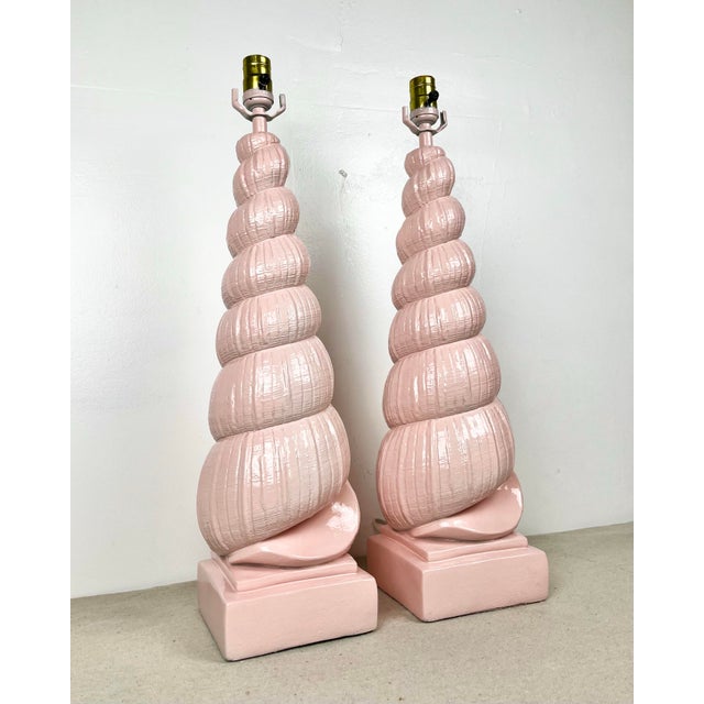 Vintage Plaster Shell Lamps- A Pair For Sale - Image 4 of 9