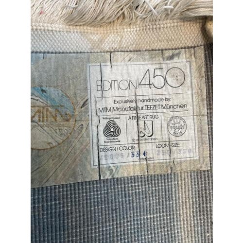Blue Large Handmade Edition 450 Fine Art Rug in Blue and Ivory For Sale - Image 8 of 9