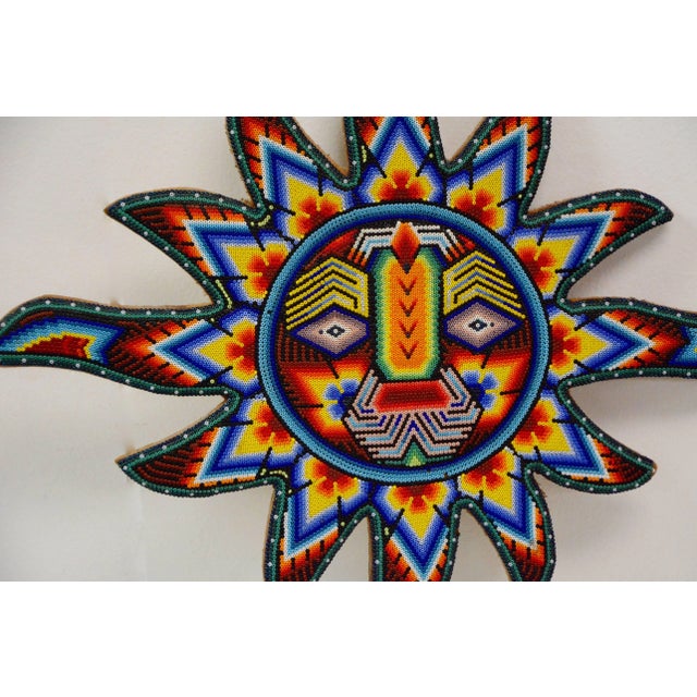2000 - 2009 Mexican Huichol Hand Beaded Sun Wall Decor For Sale - Image 5 of 7