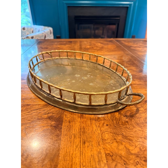 Brass Vintage Brass Bamboo Tray For Sale - Image 8 of 13