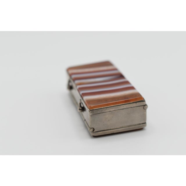 Agate and Silver Pill Box With Four (4) Compartments For Sale - Image 9 of 9