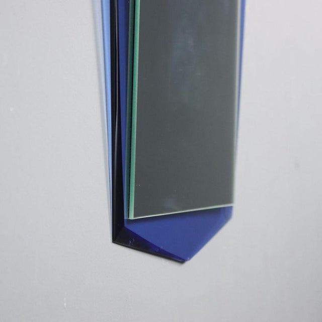 Vintage Rectangular Mirror with Blue Glass Frame, 1960s For Sale - Image 9 of 11