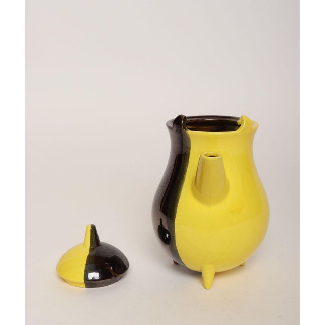 Vintage Vallauris Two Tone Gray and Yellow Ceramic Teapot by Auguste Lucchesi For Sale In New York - Image 6 of 17