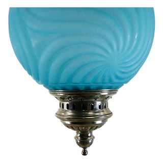 Vintage Hanging Candle Lantern in Rare Blue Color For Sale