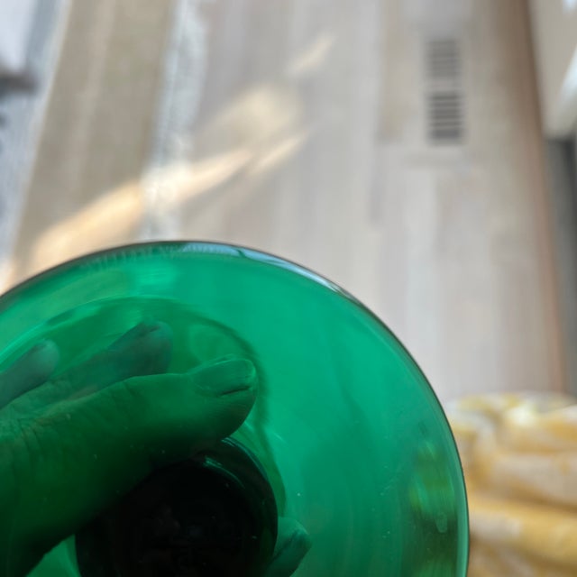 William Yeoward Crystal Emerald Green Goblets- Set of 6 For Sale In New York - Image 6 of 7