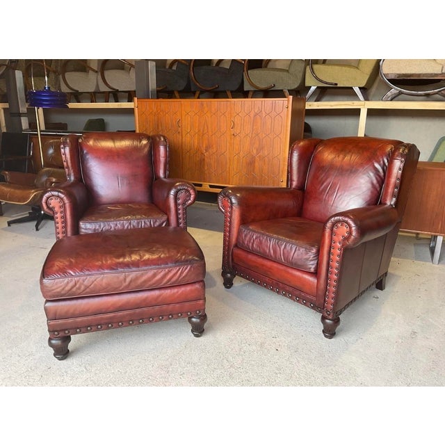 Wesley Hall Chairs with Ottoman, Set of 3 For Sale - Image 10 of 18