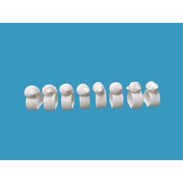 Porcelain Sea Shell Napkin Rings- Set of 8 For Sale In Greenville, SC - Image 6 of 6