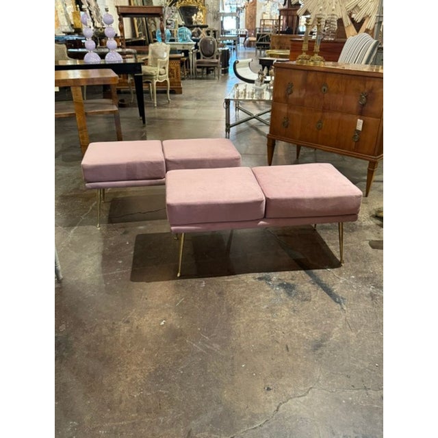 1950s Pair of Italian Marco Zanuso Style Pink Benches For Sale - Image 5 of 5