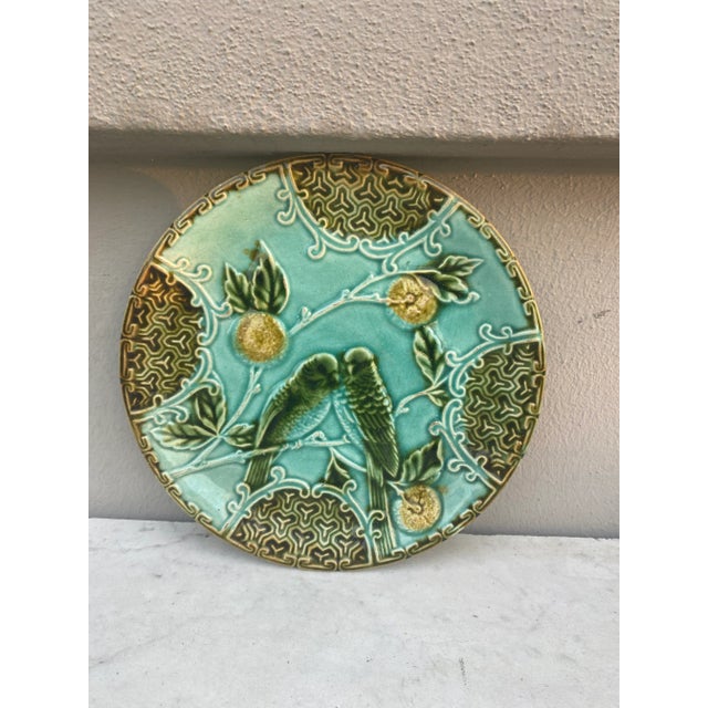 Late 19th Century Majolica Parakeets Plate Salins, Circa 1890 For Sale - Image 5 of 5