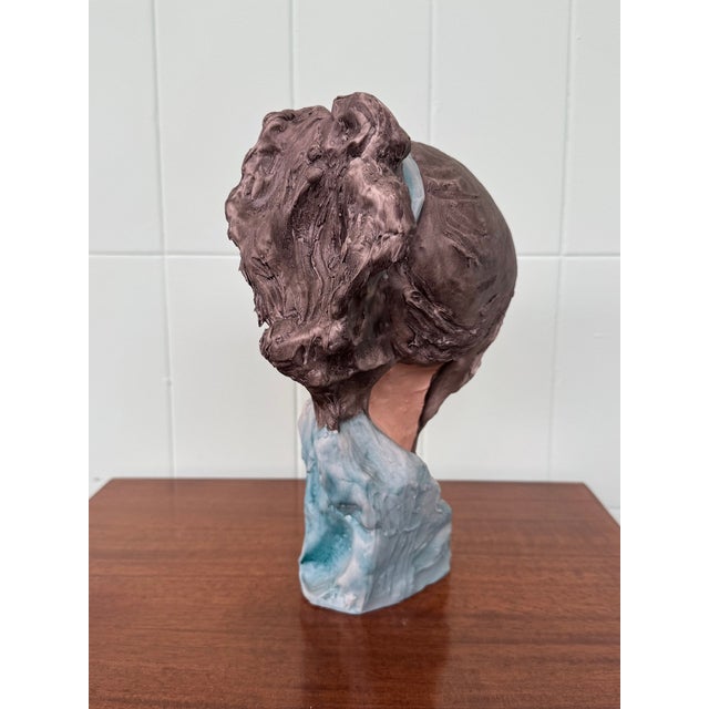1970s Italian Handcrafted and Signed Female Bust in Ceramic For Sale - Image 5 of 13