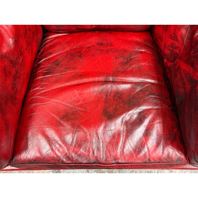 Red Jules Heumann for Metropolitan Barrel Leather 1970's Lounge Chairs, Pair For Sale - Image 8 of 12