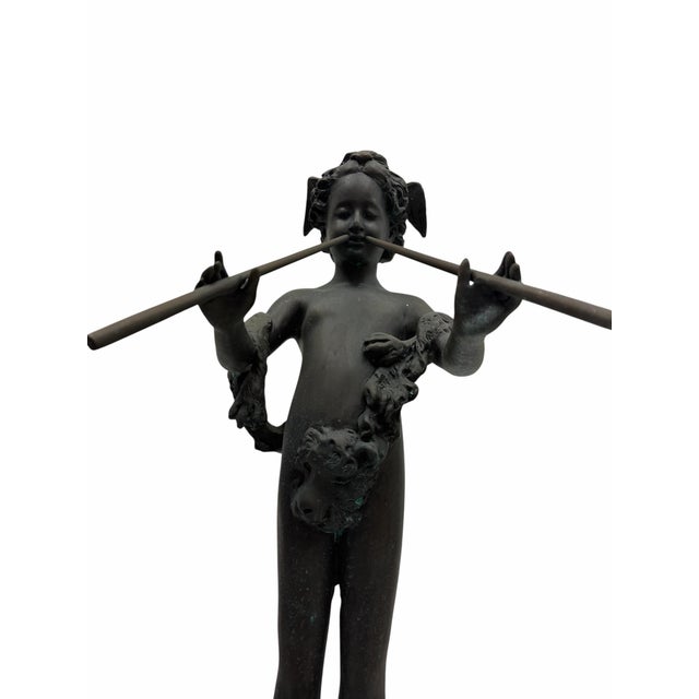 Vintage 30” Patinated Bronze "Pan of Rohallion" Sculpture After Frederick MacMonnies For Sale - Image 4 of 8