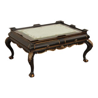 Early 21st Century Century Monarch Fine Furniture Carved Georgian Style Eglomise Cocktail Table For Sale