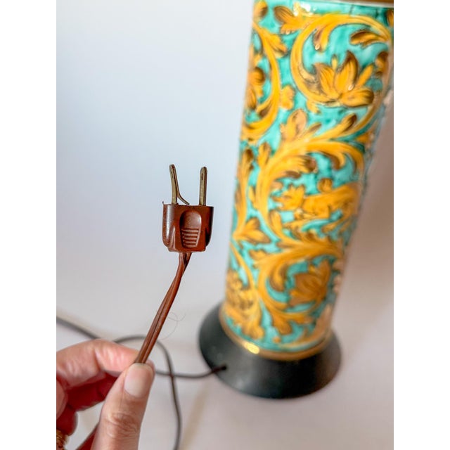 Vintage Italian Scraffito Table Lamp With Gilt Glaze Detail For Sale - Image 15 of 15