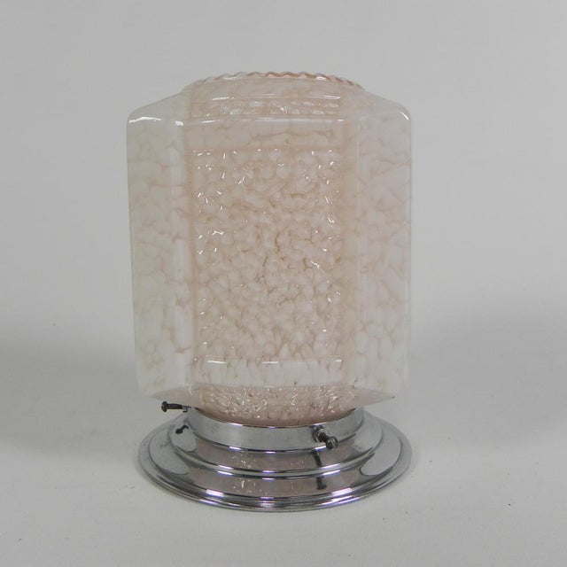 1930s Art Deco Ceiling Lamp with Pink Cloudy Shade, 1930s For Sale - Image 5 of 14