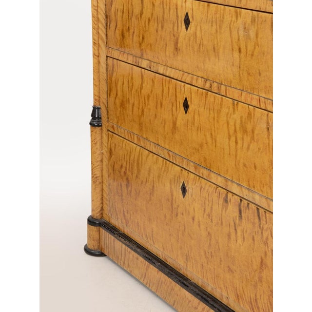 Biedermeier Chest of Drawers with Maple and Ebonized Accents, Austria For Sale - Image 6 of 9