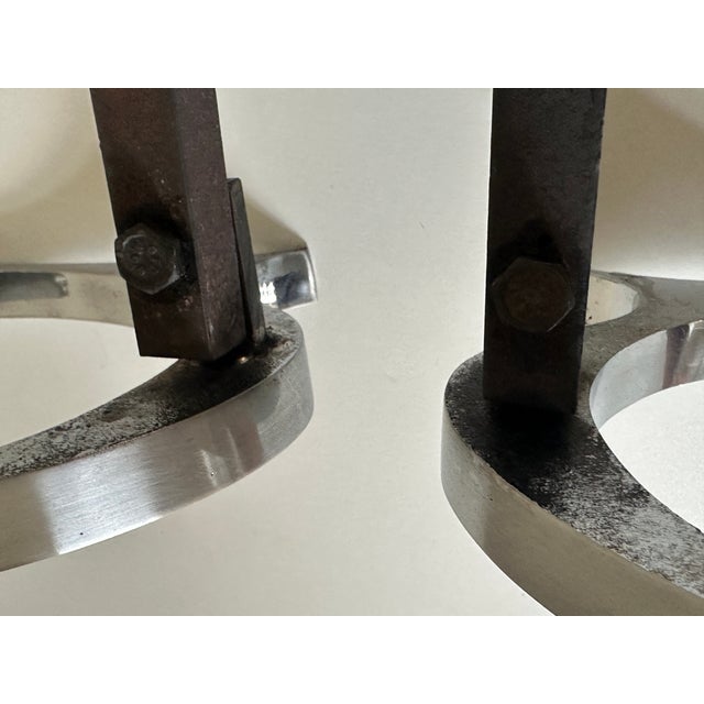 Metal Andirons by Jean Paul, 1970s, Set of 2 For Sale - Image 7 of 18
