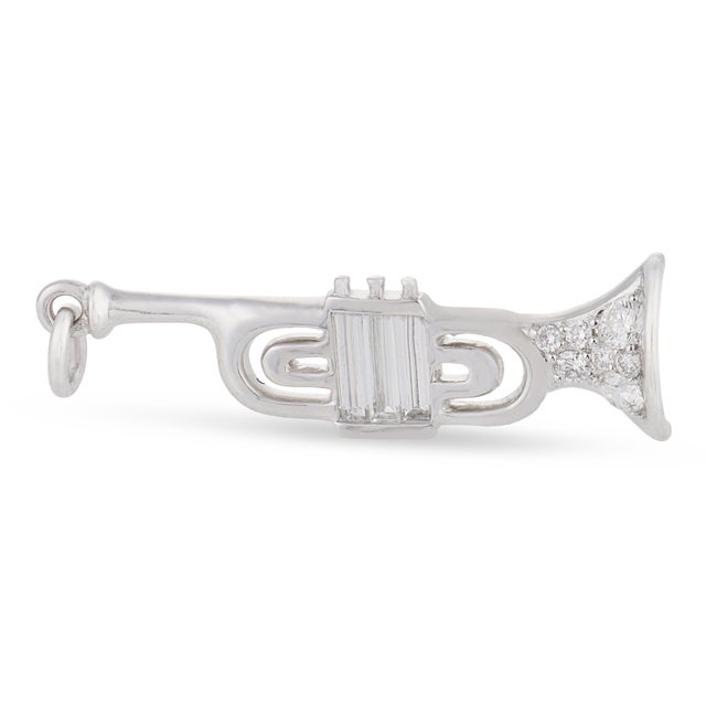 Contemporary 1980s Raymond Yard Diamond Platinum Trombone Pendant For Sale - Image 3 of 4