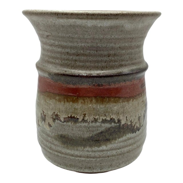 Mid 20th Century Vintage Stoneware Glazed Vase For Sale