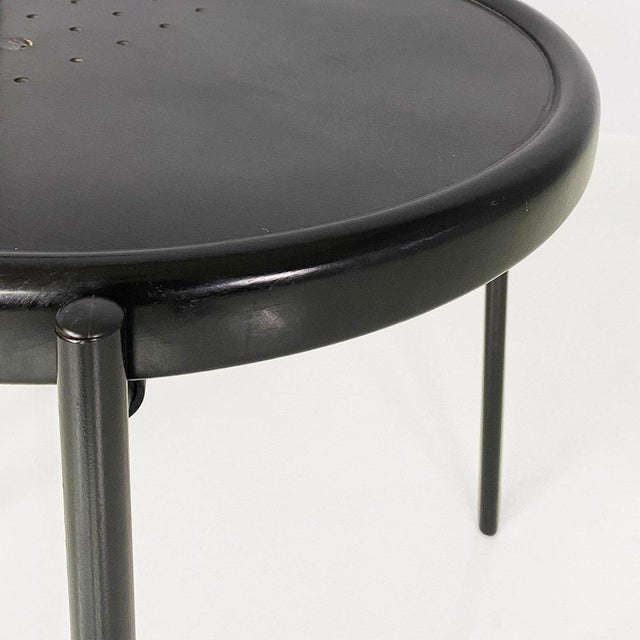 Italian Modern Round Black Wood and Metal Chair, 1980s For Sale - Image 11 of 18
