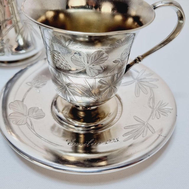 Art Nouveau Alpaca Silver Coffee Service, 1890s, Set of 7 For Sale - Image 9 of 18