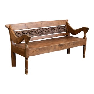 Antique Carved Teak Daybed Bench For Sale