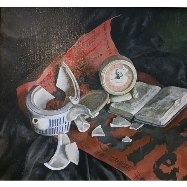 Haunting Mid-Century Oil on Canvas Post-War Nuclear Holocaust, 1962 For Sale - Image 4 of 8