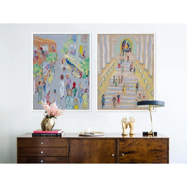 DESCRIPTION: At the Museum & In the Street Diptych by Happy Menocal in White Frame, Small Art Print SPECIFICATIONS: Type:...