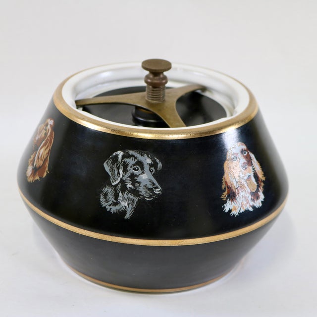 Metal Vintage Mid-Century English Denby Cross Keys Sporting Dog Ceramic Tobacco Humidor Jar For Sale - Image 7 of 16