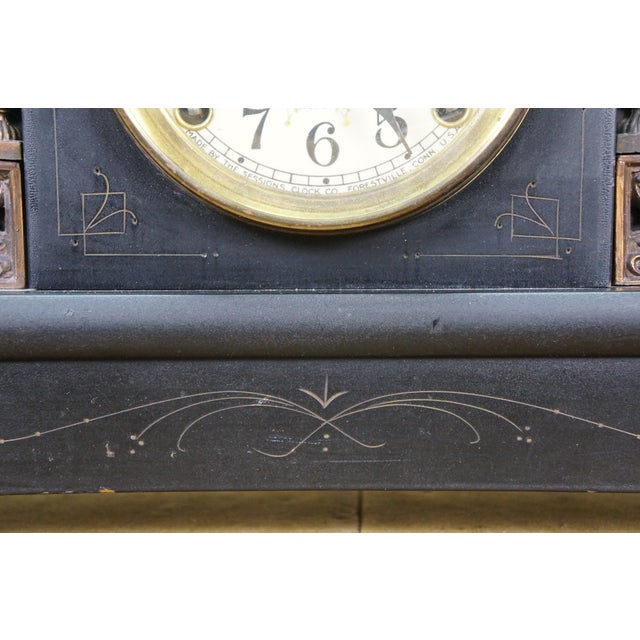 Antique Sessions Neoclassical Figure With Lyre Key Wound Mantel Clock For Sale - Image 13 of 14