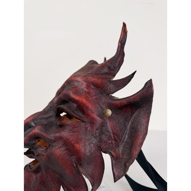 Vintage Venetian Style Handcrafted Leather Mythological Satyr Mask, Italy, 1970s For Sale - Image 13 of 18