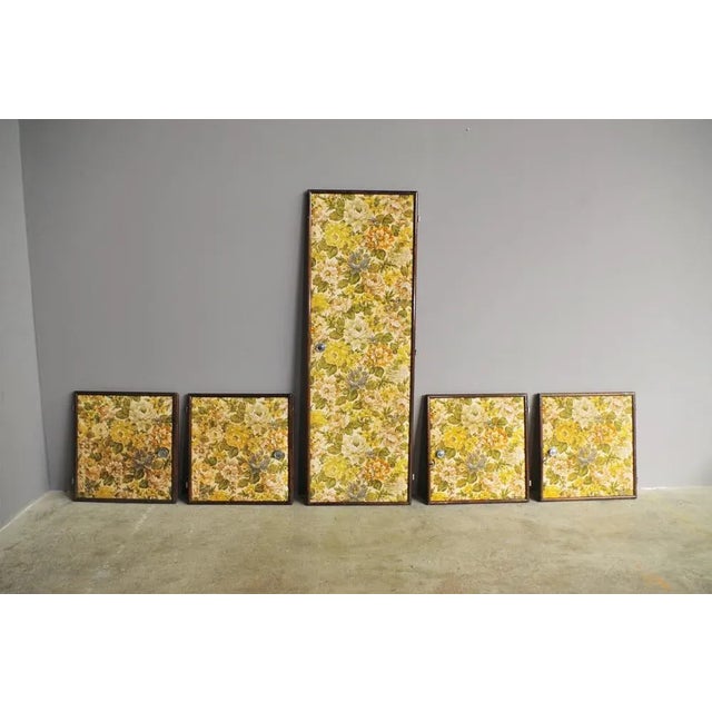 Upholstered Doors in Floral Fabric, 1950s, Set of 5 For Sale - Image 10 of 10