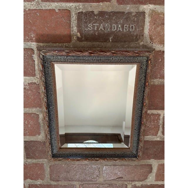 Brown Vintage 1960s Framed Wall Mirror Beveled Glass Rectangular Ornate Leaf Scroll Frame For Sale - Image 8 of 12