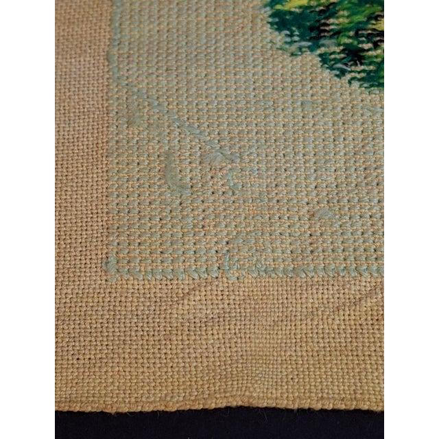 Vintage Mid Century Cross Stitch Needlepoint European Villa Estate Textile Art For Sale - Image 9 of 16