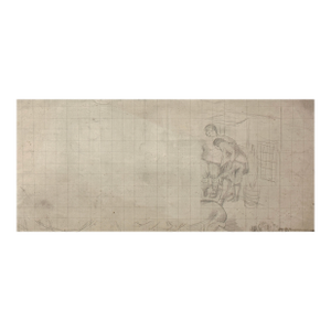 Stanley Spencer - Two Figures on Grid Paper, Estate Stamped (C. 1939, Pencil on Paper)