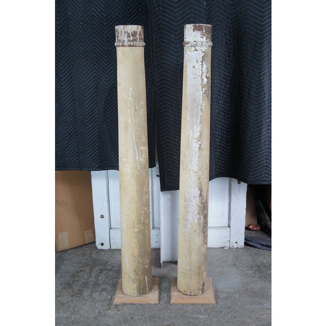Antique Architectural Reclaimed Salvaged Decorative Columns Distressed Wood 67" For Sale - Image 10 of 11