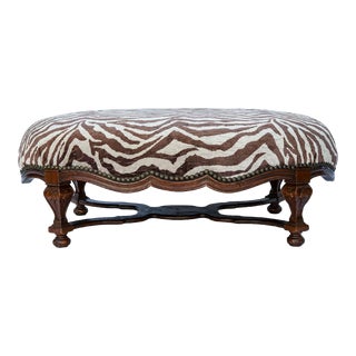 1970s Oversized Oval Zebra Ottoman For Sale