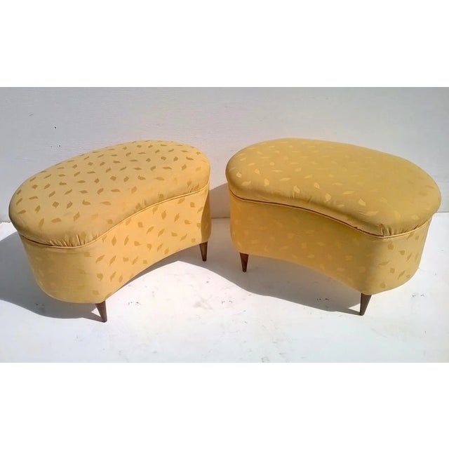 Two large poufs made in Italy,1940s. Very good condition. New fabric (1980) in good condition.No damages. The seller...