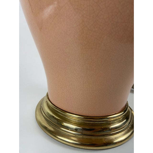 Late 20th Century Peach Crackle Glaze Ginger Jar Lamp For Sale - Image 5 of 8