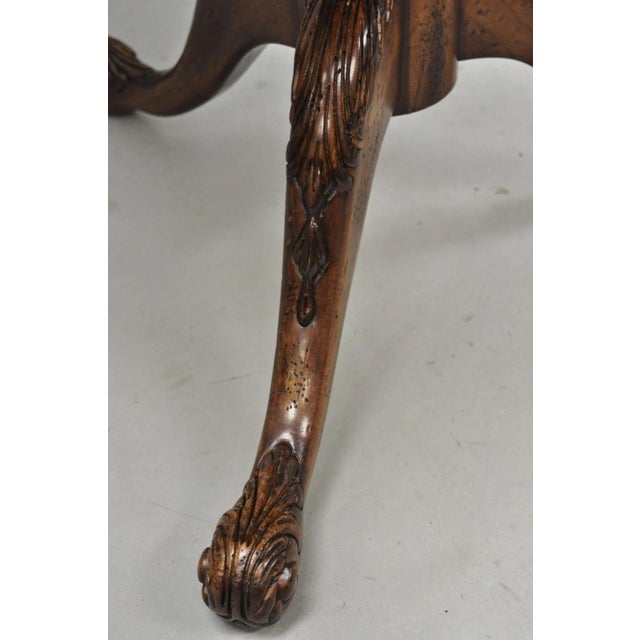 Wood Late 20th Century Georgian Chippendale Fretwork Gallery Round Mahogany Occasional Side Table For Sale - Image 7 of 12