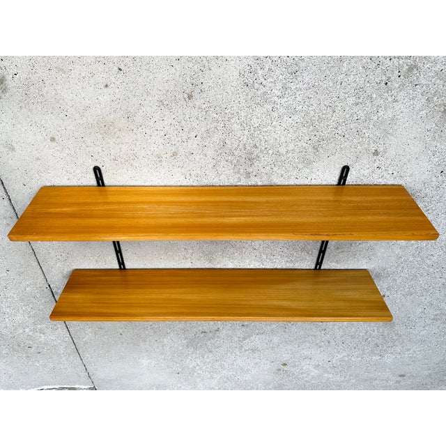 Mid-Century Modern Mid-Century Modern Elm Wall Shelf, Germany, 1960s For Sale - Image 3 of 13