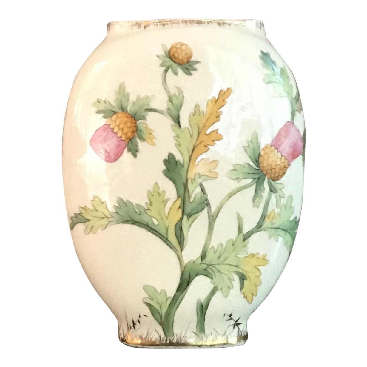 Antique Porcelain Vase With Floral Pattern | Chairish