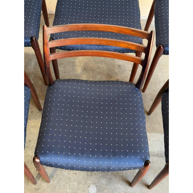 Blue In Style of J.l. Moller Set of 6 Model 78 Dining Chairs Solid Rosewood Denmark Mid-Century Modern 1960s For Sale - Image 8 of 15
