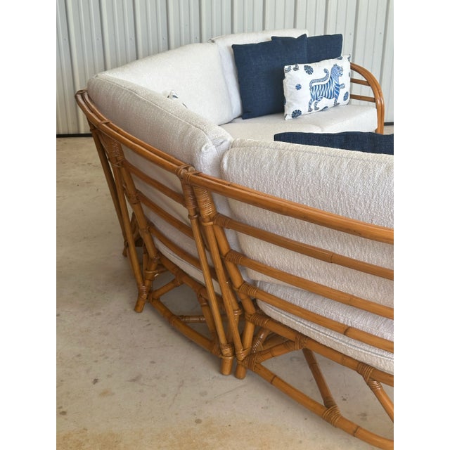 Ficks Reed Restored Mid-Century Curved Rattan Modular Sectional Sofa For Sale - Image 4 of 12