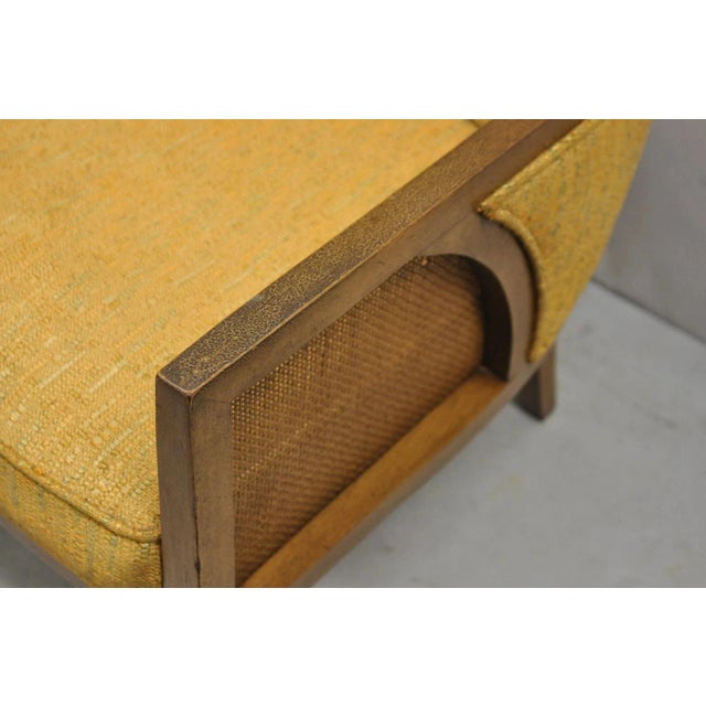 Brown Mid Century Modern Hollywood Regency Sculpted Wood & Cane Lounge Chairs - Pair For Sale - Image 8 of 12