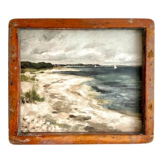 Vintage Seascape in Industrial Frame For Sale