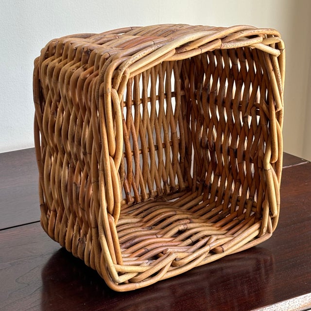 Petite Handwoven Vintage Storage Basket For Sale In Baltimore - Image 6 of 10