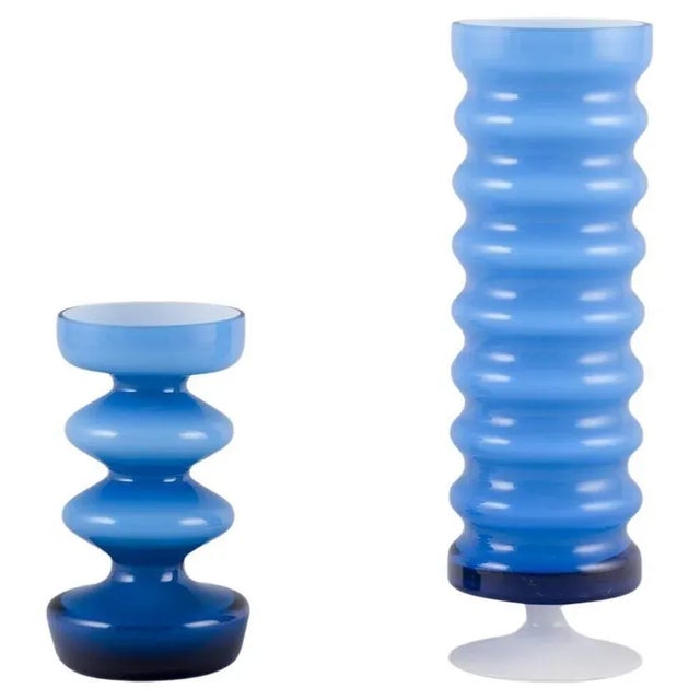 Gold Wavy Art Glass Vases by P. O. Ström for Alsterfors Glasbruk, Sweden, 1960s, Set of 2 For Sale - Image 8 of 8