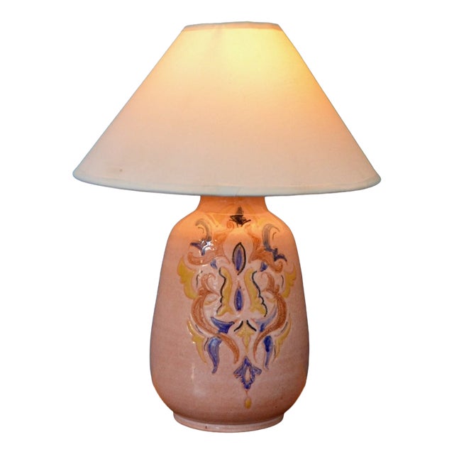 Vintage Glazed Terracotta Lamp, 1960s For Sale