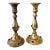 Vintage Pair Indian Brass Candlesticks W/Inlaid Jewel-Tone Cabochons 10"Tall 50s For Sale